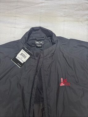 adidas Men’s Black Windbreaker Jacket with Red Prairie Dunes Logo